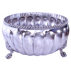 Used Large Old Sheffield Silver On Copper Footed Bowl Or Champagne/Wine Cooler, 19th 