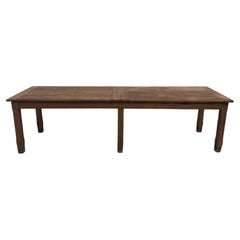 Retro Large old walnut farm table with 6 legs