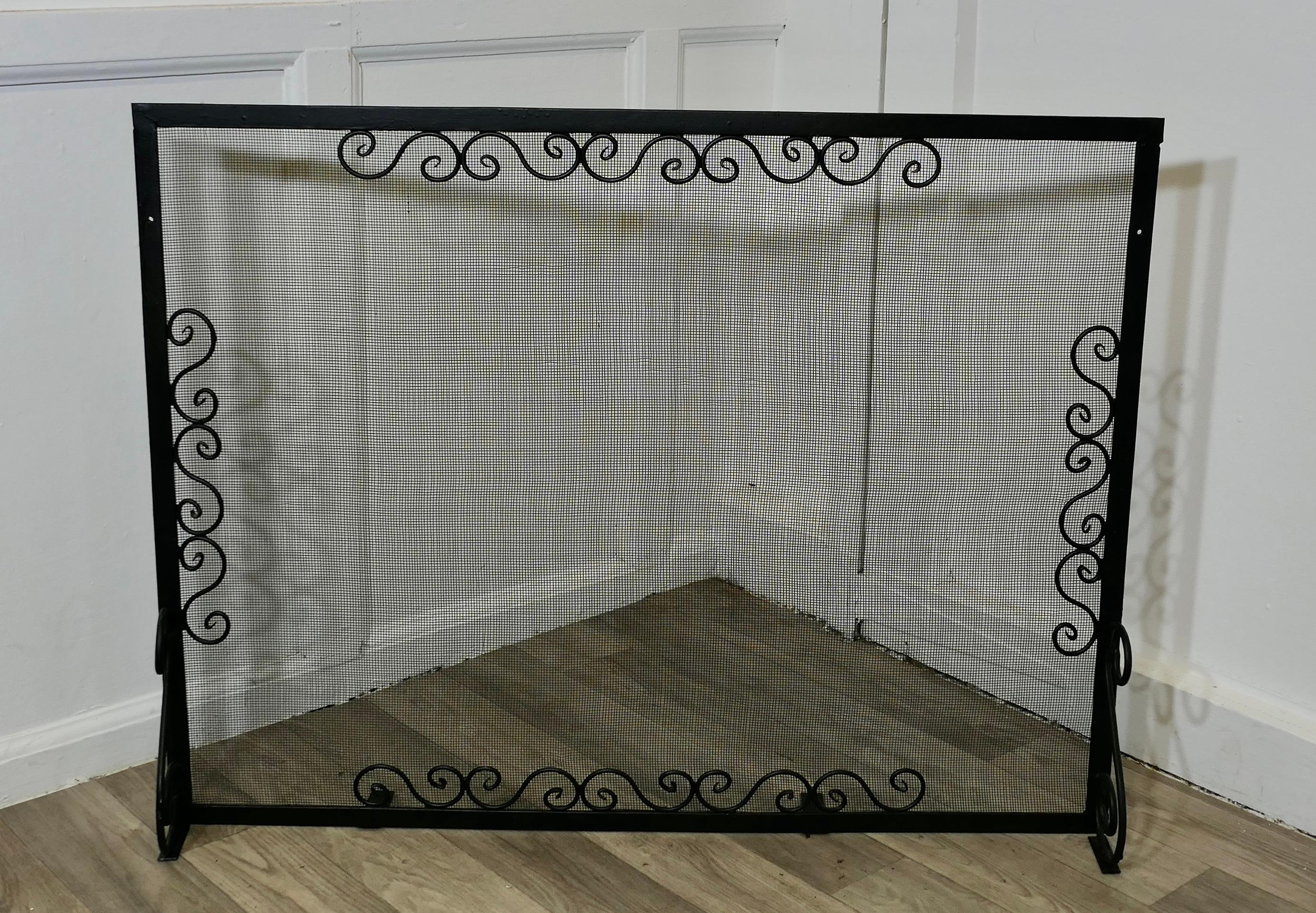 Large Old Wrought Iron Fire Screen For Sale 1
