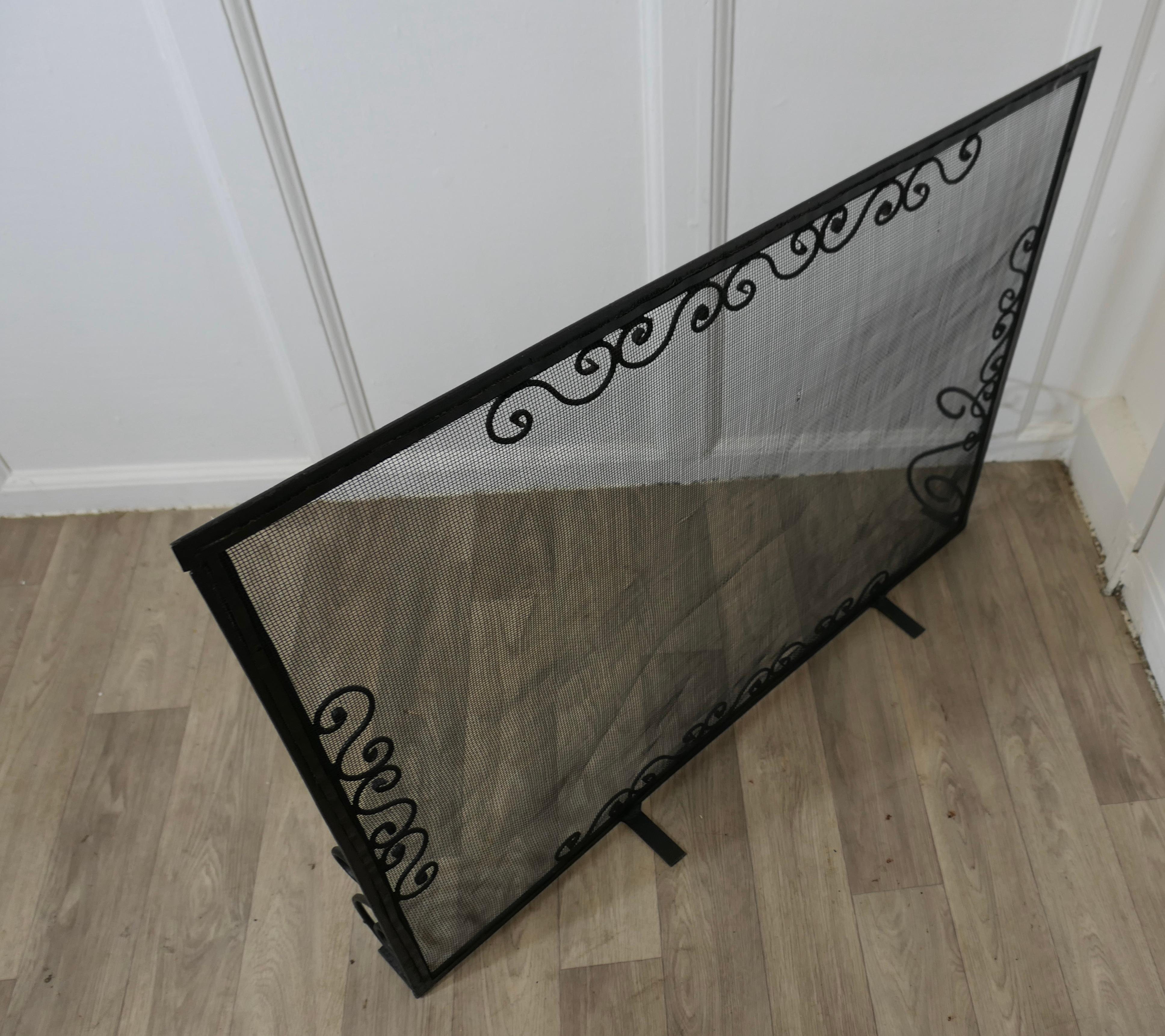 Large Old Wrought Iron Fire Screen For Sale 2