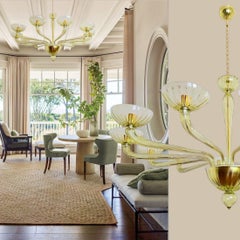 Large olive green Murano glass chandelier