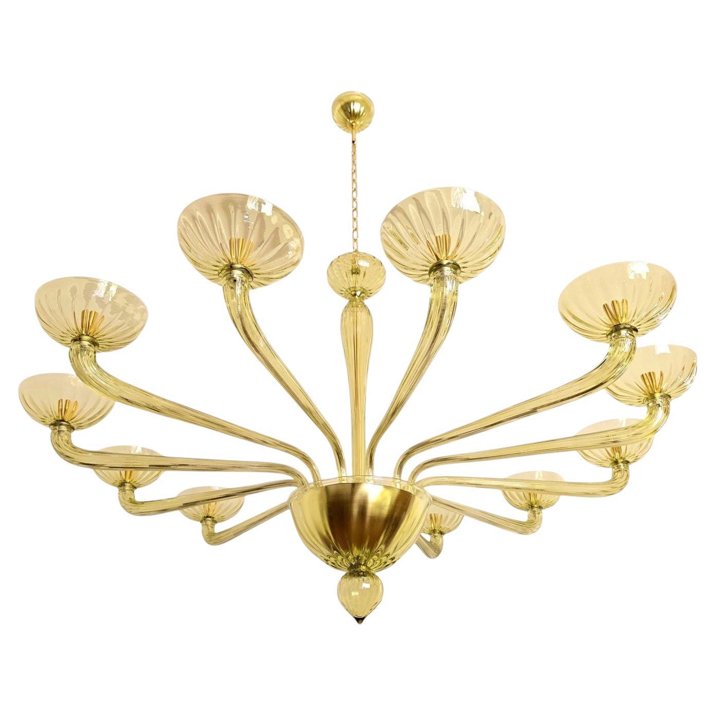 Large olive green Murano glass chandelier