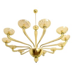 Large olive green Murano glass chandelier