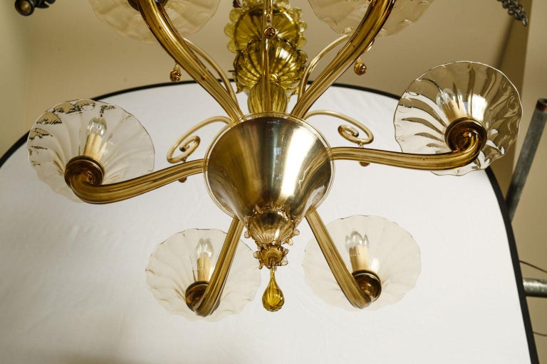 Large Hand-Blown Glass Italian Venetian Chandelier in ...