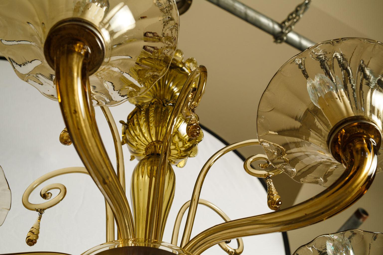 Large Hand-Blown Glass Italian Venetian Chandelier in Classic Murano Style 2