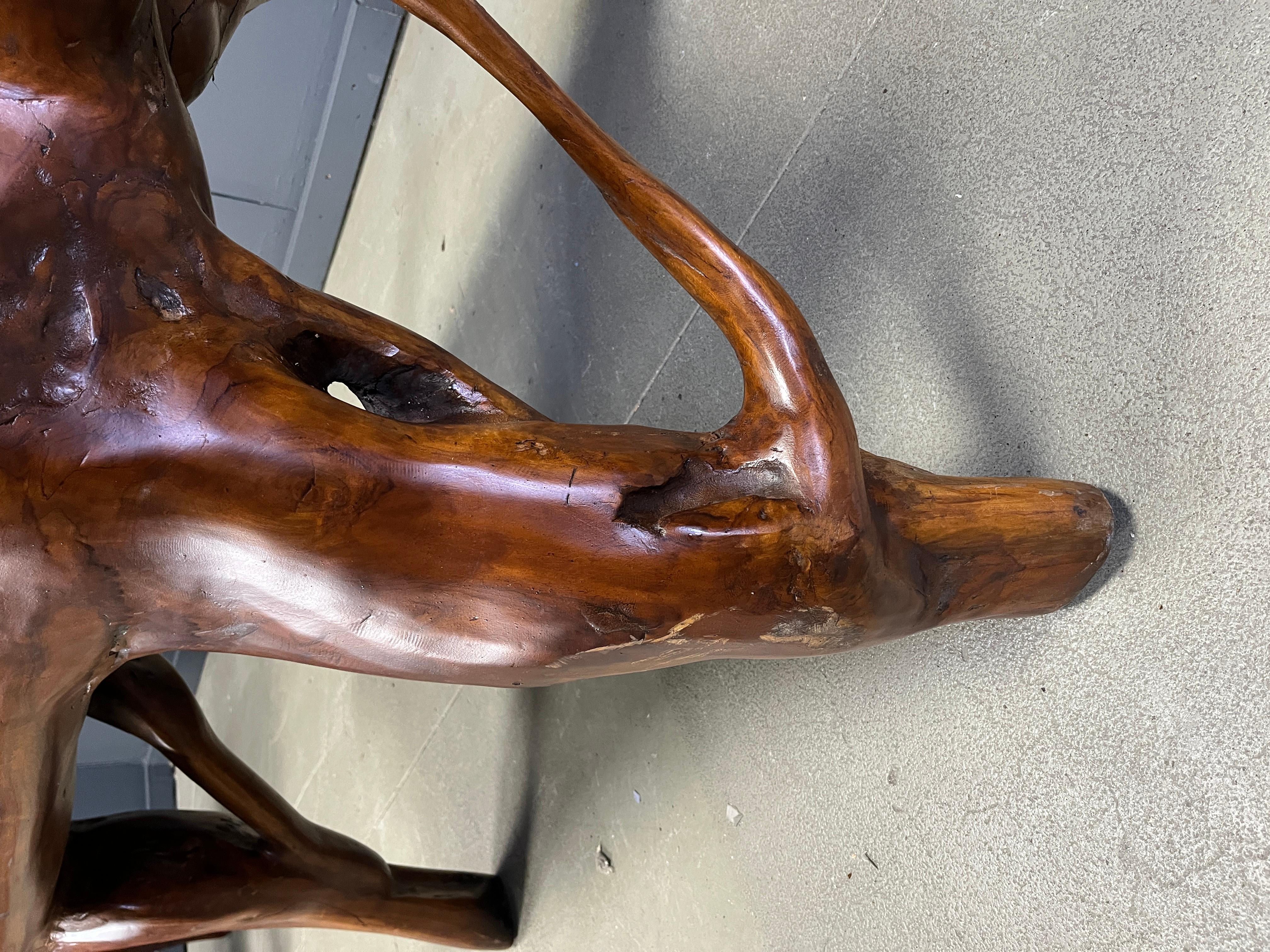 Large olive tree root chair set, 1960s For Sale 5