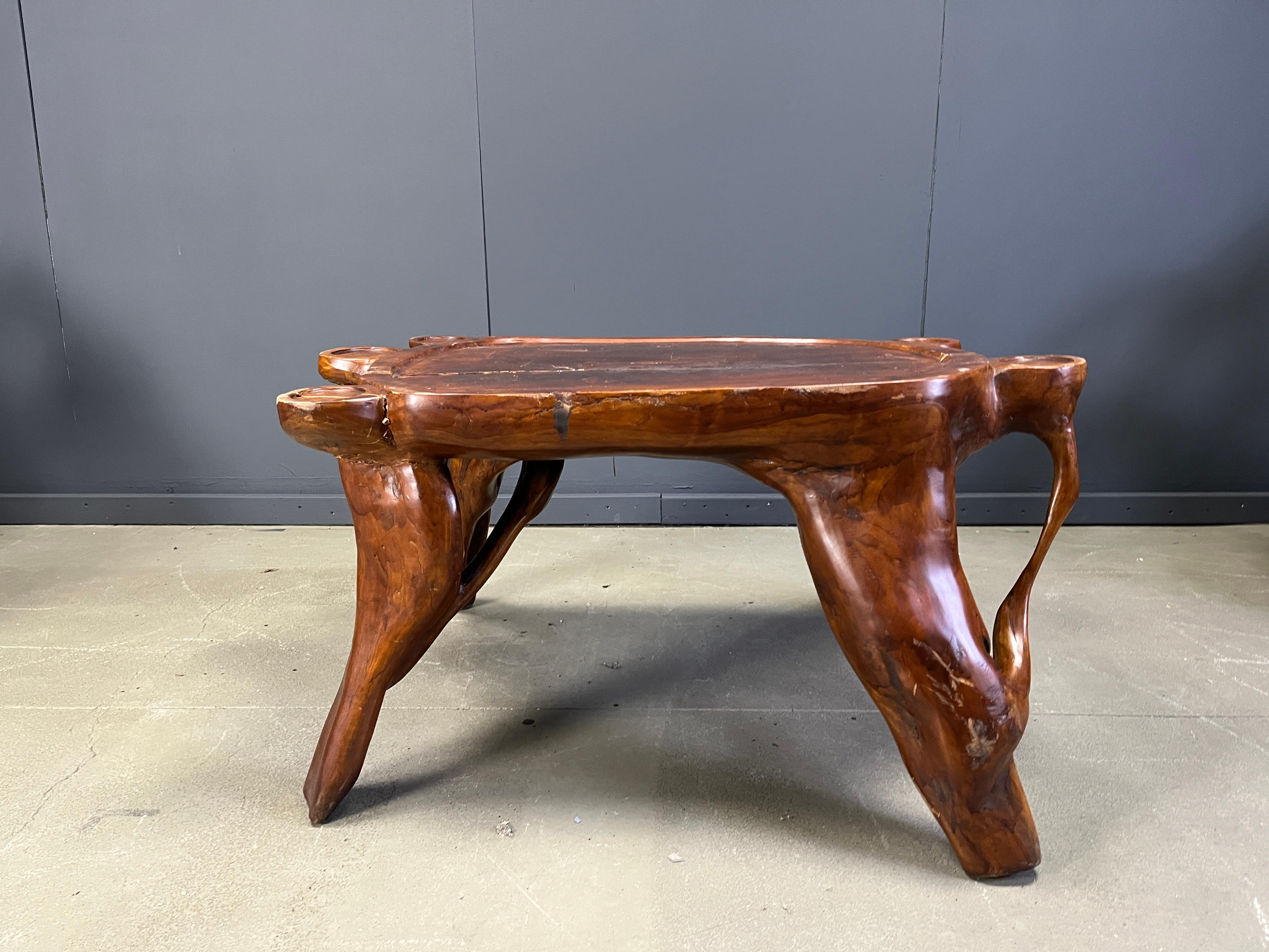 Large olive tree root chair set, 1960s For Sale 8