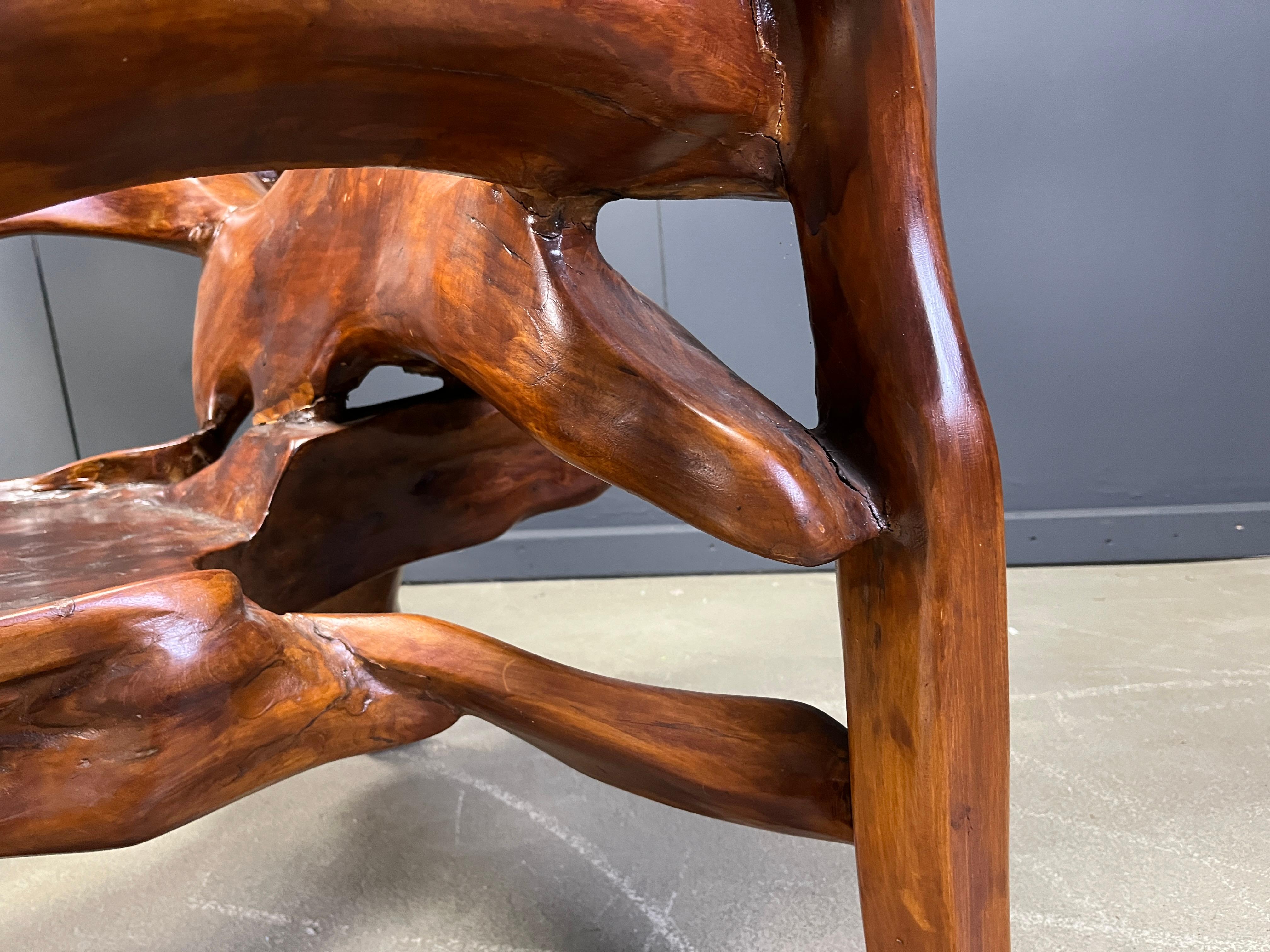 French Large olive tree root chair set, 1960s For Sale