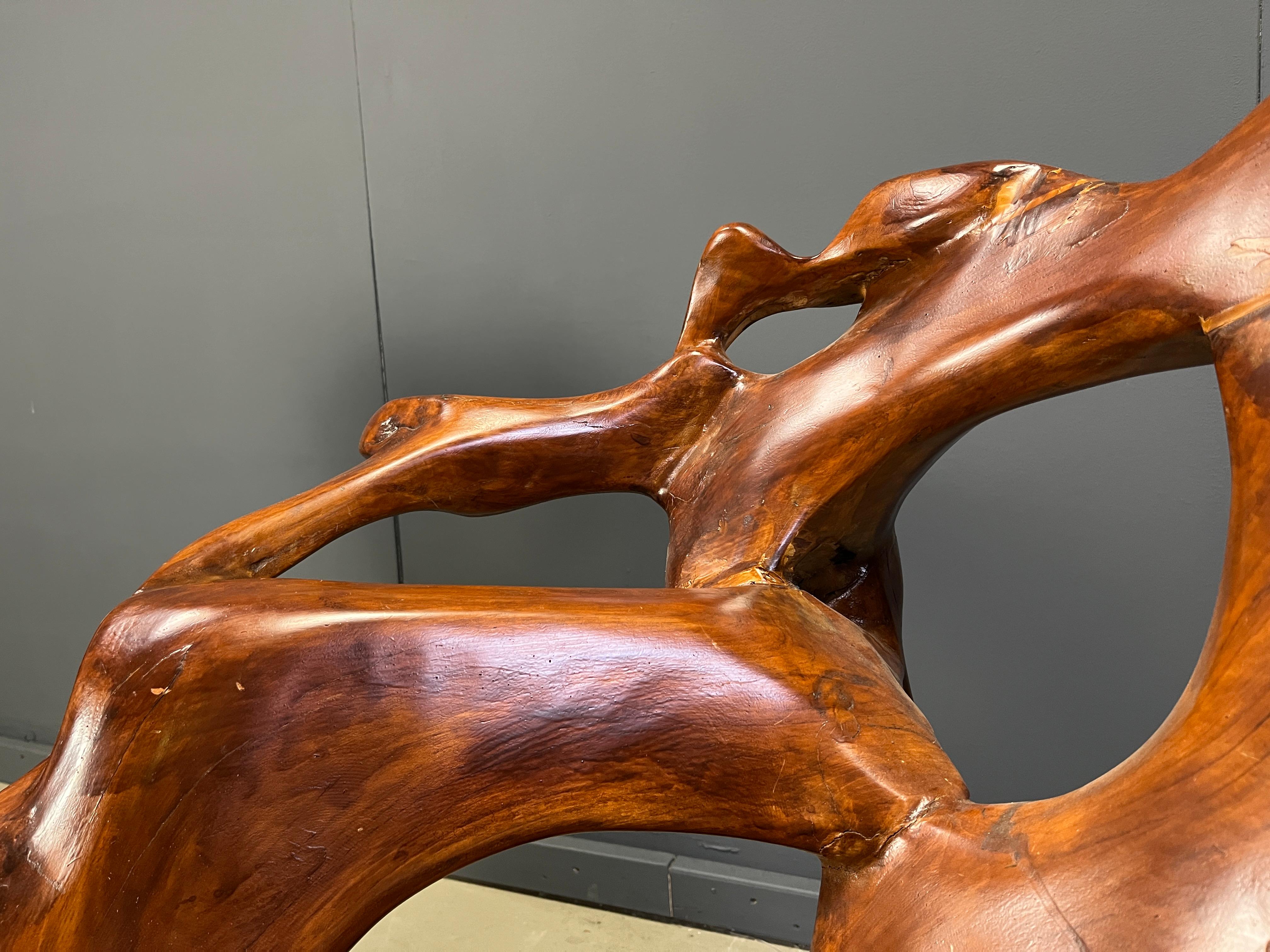 Large olive tree root chair set, 1960s In Good Condition For Sale In Leuven, Vlaams Gewest