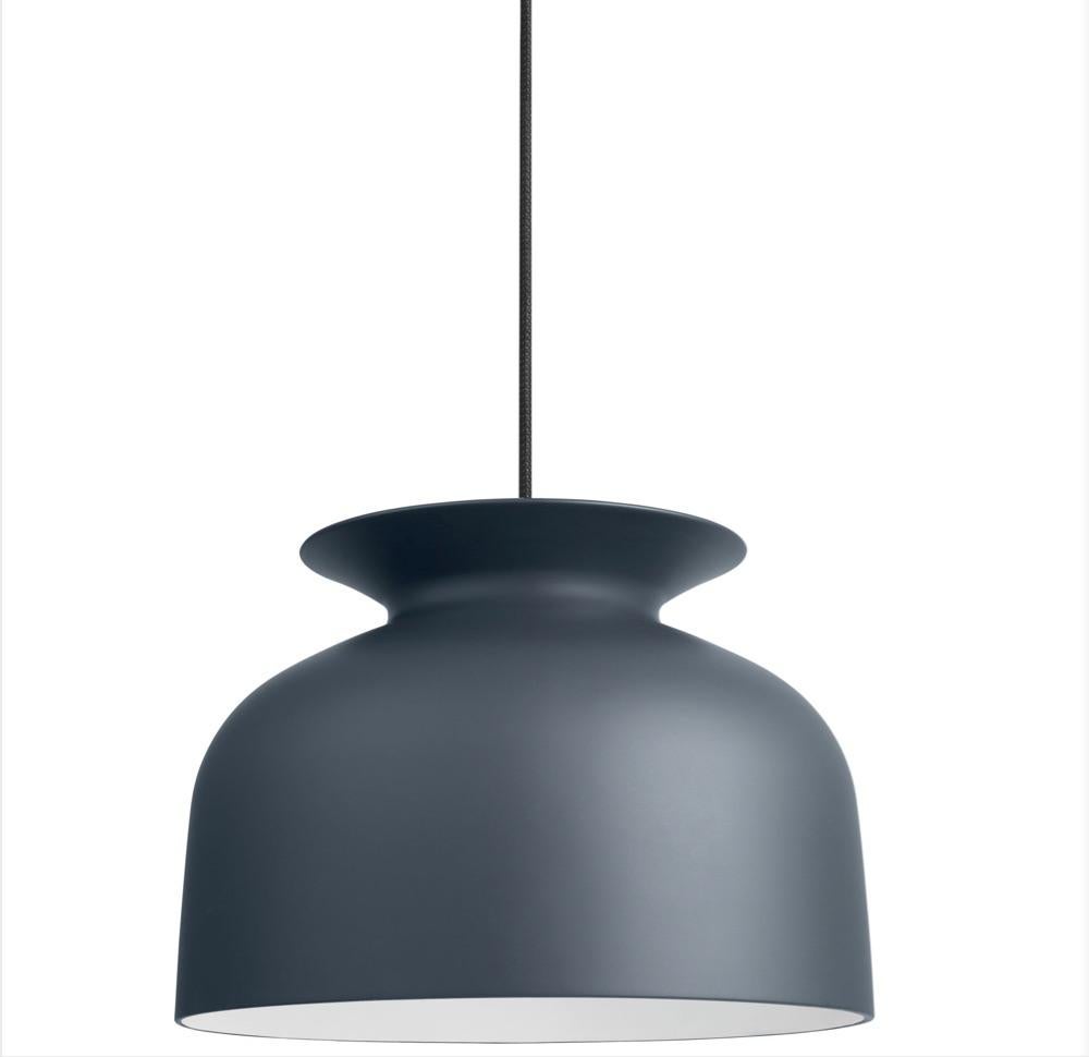 Large Oliver Schick Ronde pendant in anthracite grey matte for GUBI. Designed by Oliver Schick, the Ronde pendant has an industrial, yet friendly look that is well-suited for both home decor and professional environments. Executed in spun aluminum