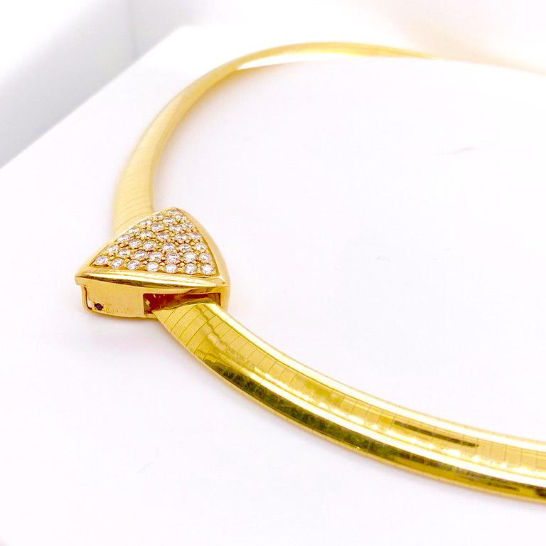 Große Omega Kette Halskette und 1 Karat Diamant-Dreieck- Slider in 14 Karat Gold (Romantik)