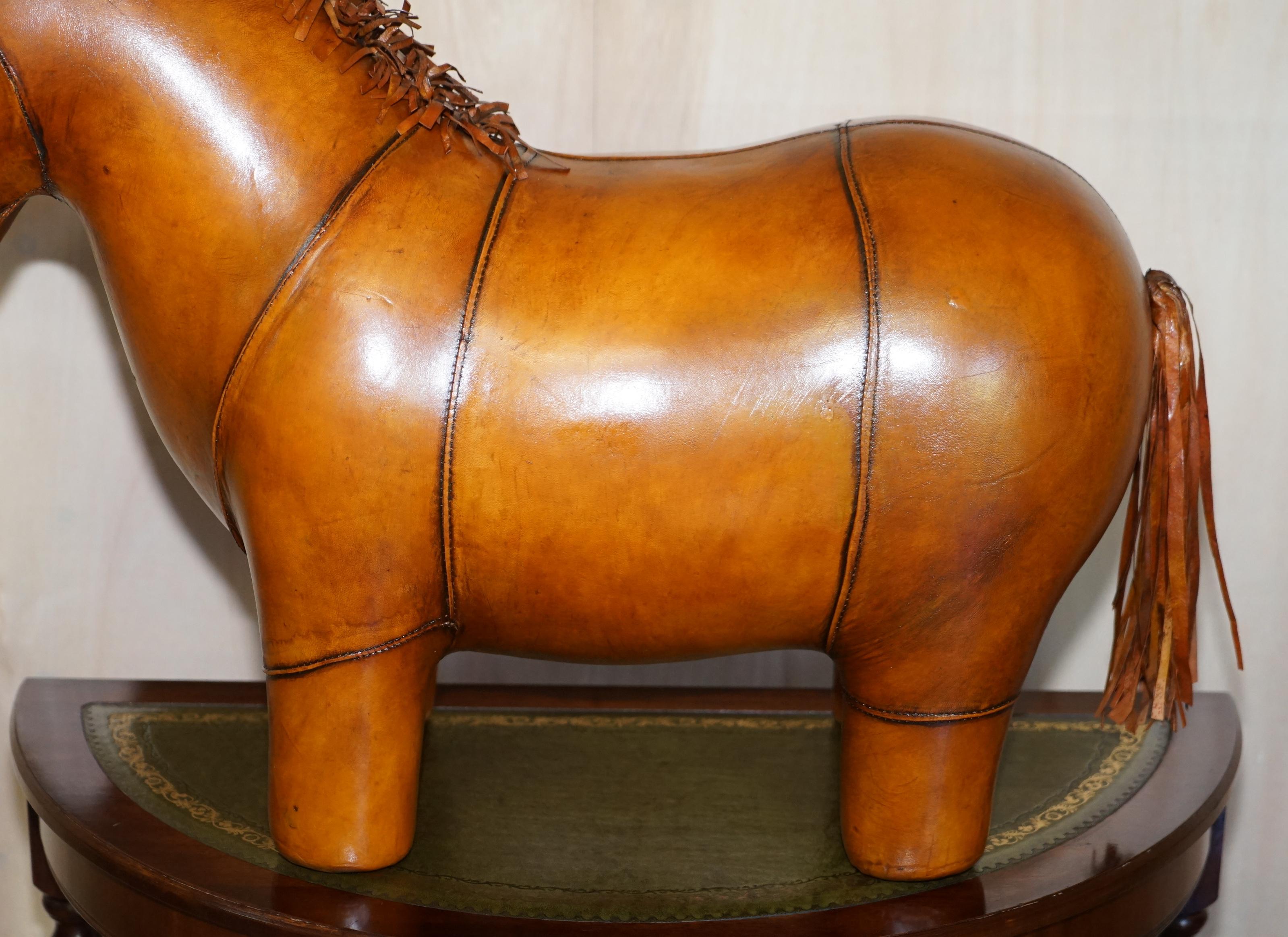 Hand-Crafted Large Omersa Liberty's Abercrombie & Fitch Style Brown Leather Donkey Pony Stool