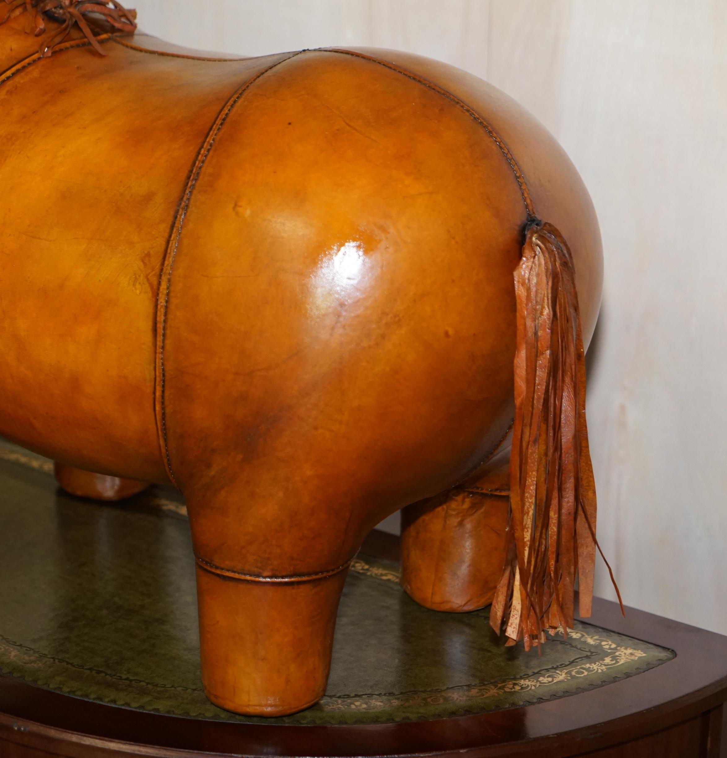 20th Century Large Omersa Liberty's Abercrombie & Fitch Style Brown Leather Donkey Pony Stool