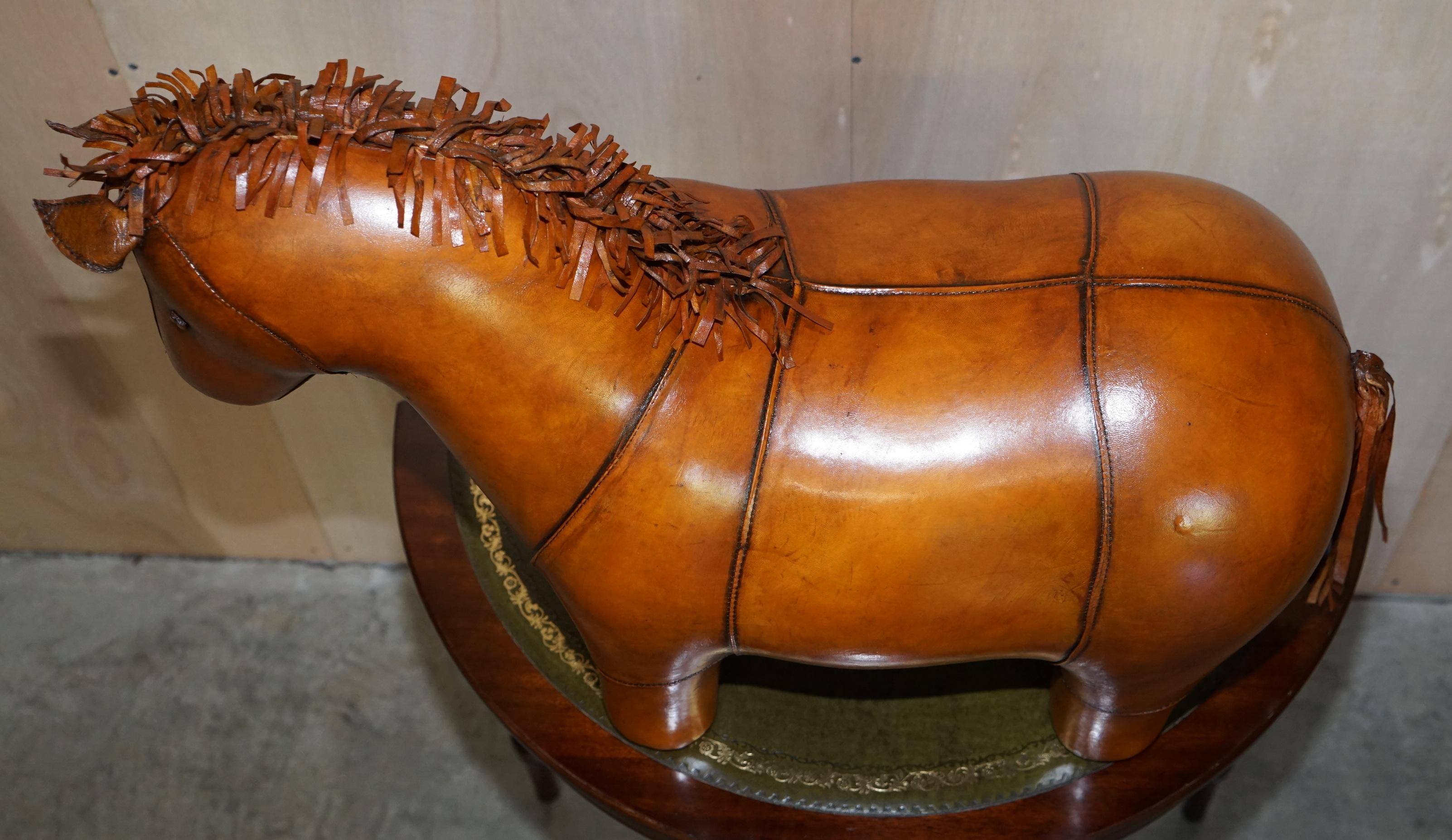 Large Omersa Liberty's Abercrombie & Fitch Style Brown Leather Donkey Pony Stool 1