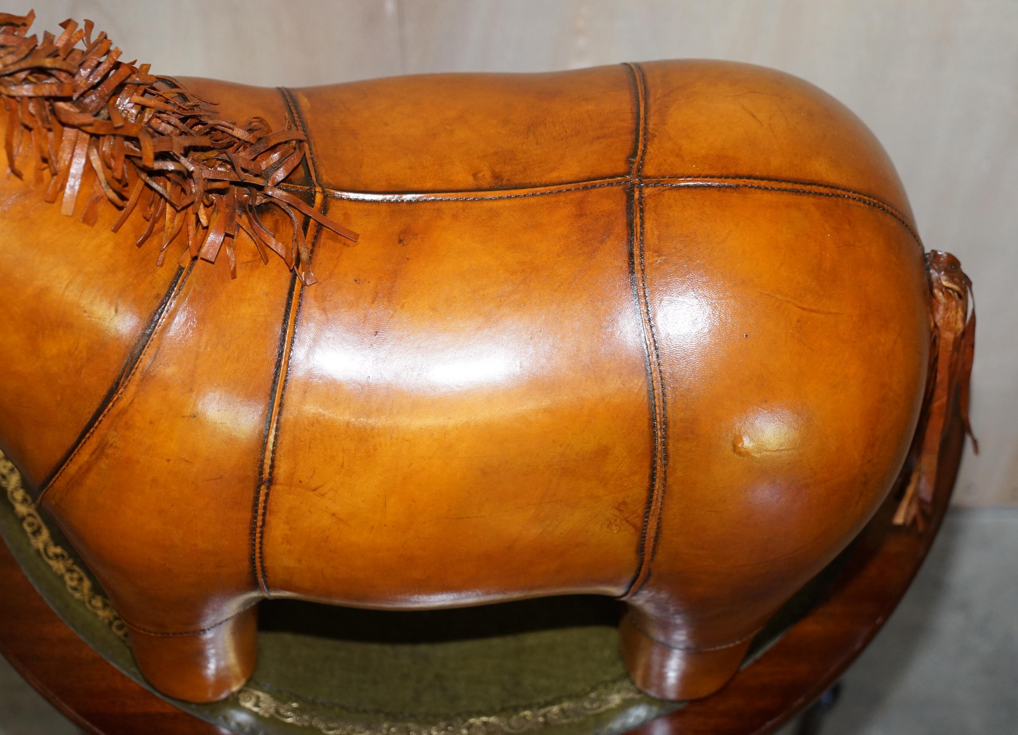 Large Omersa Liberty's Abercrombie & Fitch Style Brown Leather Donkey Pony Stool 2