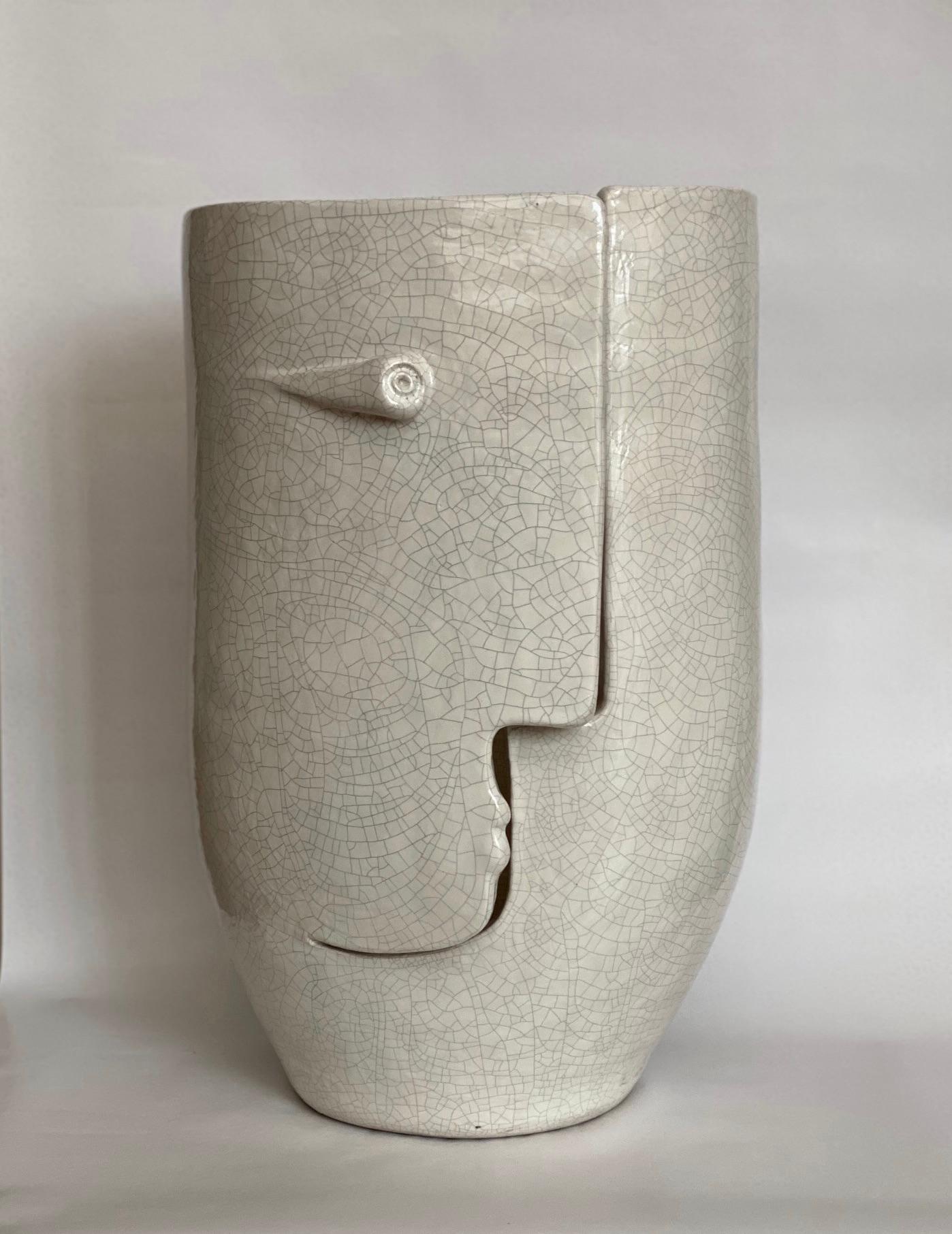 Large hand-sculpted ceramic vase or sculpture 