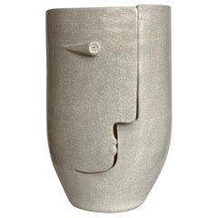 Large One of a Kind Ceramic "Idole" Vase Signed by Dalo