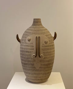 Large One of a Kind Ceramic Lamp Base or Sculpture Vase "Minotaure" Signed Dalo