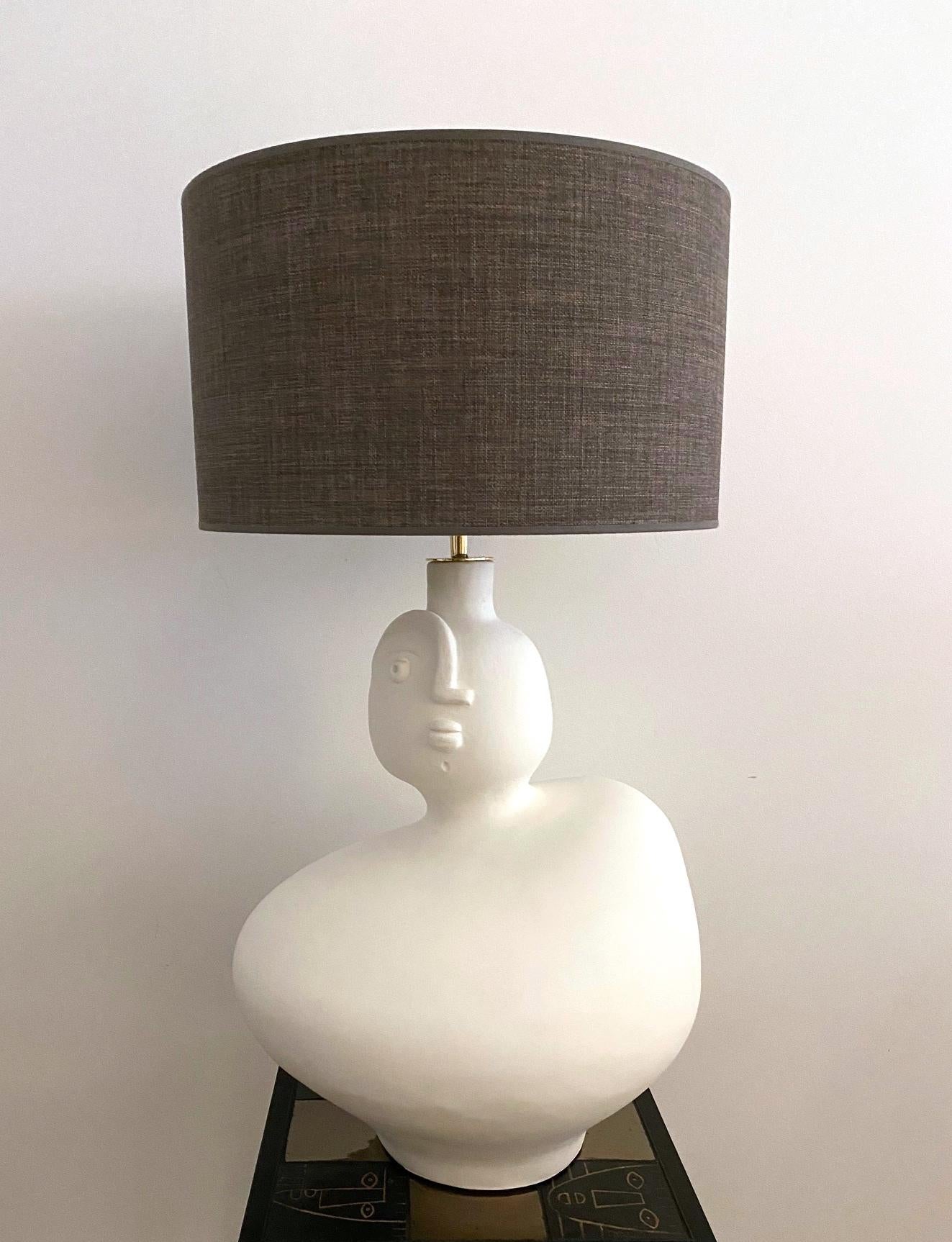 Hand-sculpted ceramic lamp base or sculpture 