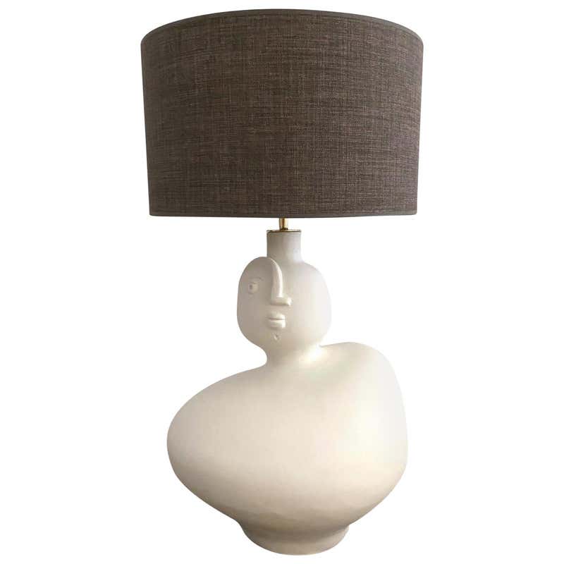 Jean Roger, Paris, White Ceramic Base Lamp or Sculpture at 1stDibs