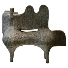 Large One of a Kind Ceramic Sculpture "Black Horse " Signed by BYL
