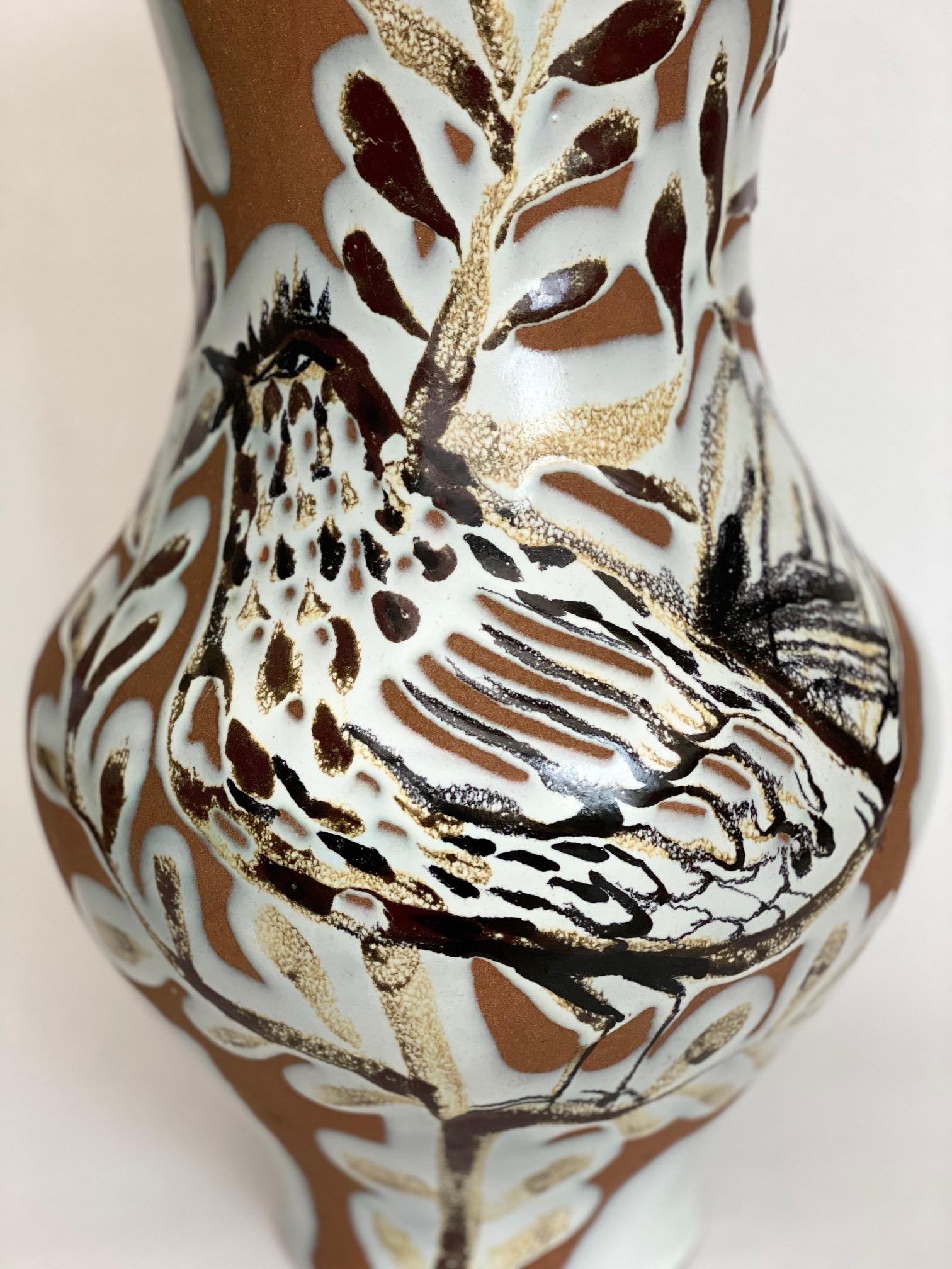 Large One of a kind Ceramic Vase with Bird by Roger Capron, Vallauris, 1950s In Good Condition In Paris, FR