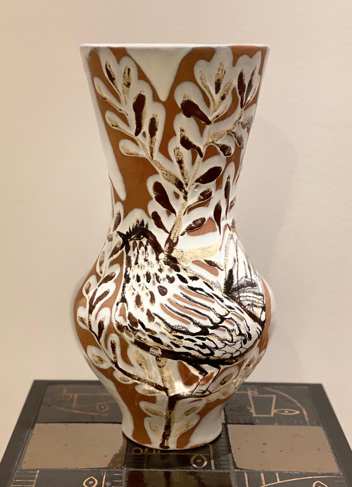 Large One of a kind Ceramic Vase with Bird by Roger Capron, Vallauris, 1950s 3