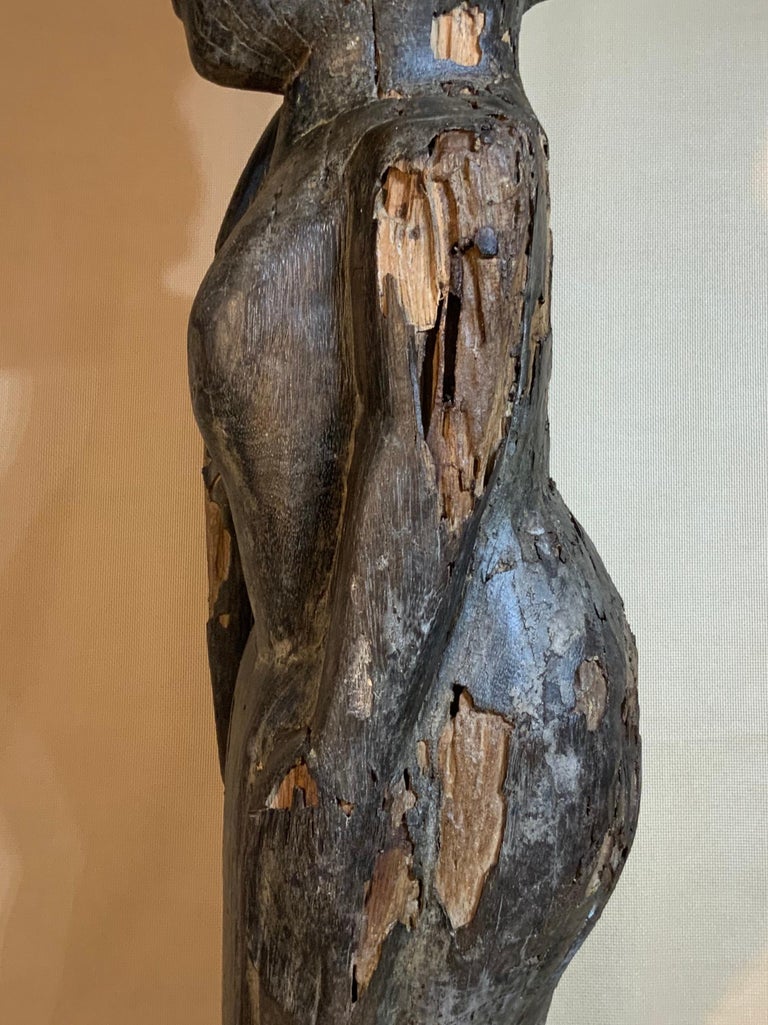 Large One of a Kind Oceanic Art Antique Hand Wood Carving For Sale at