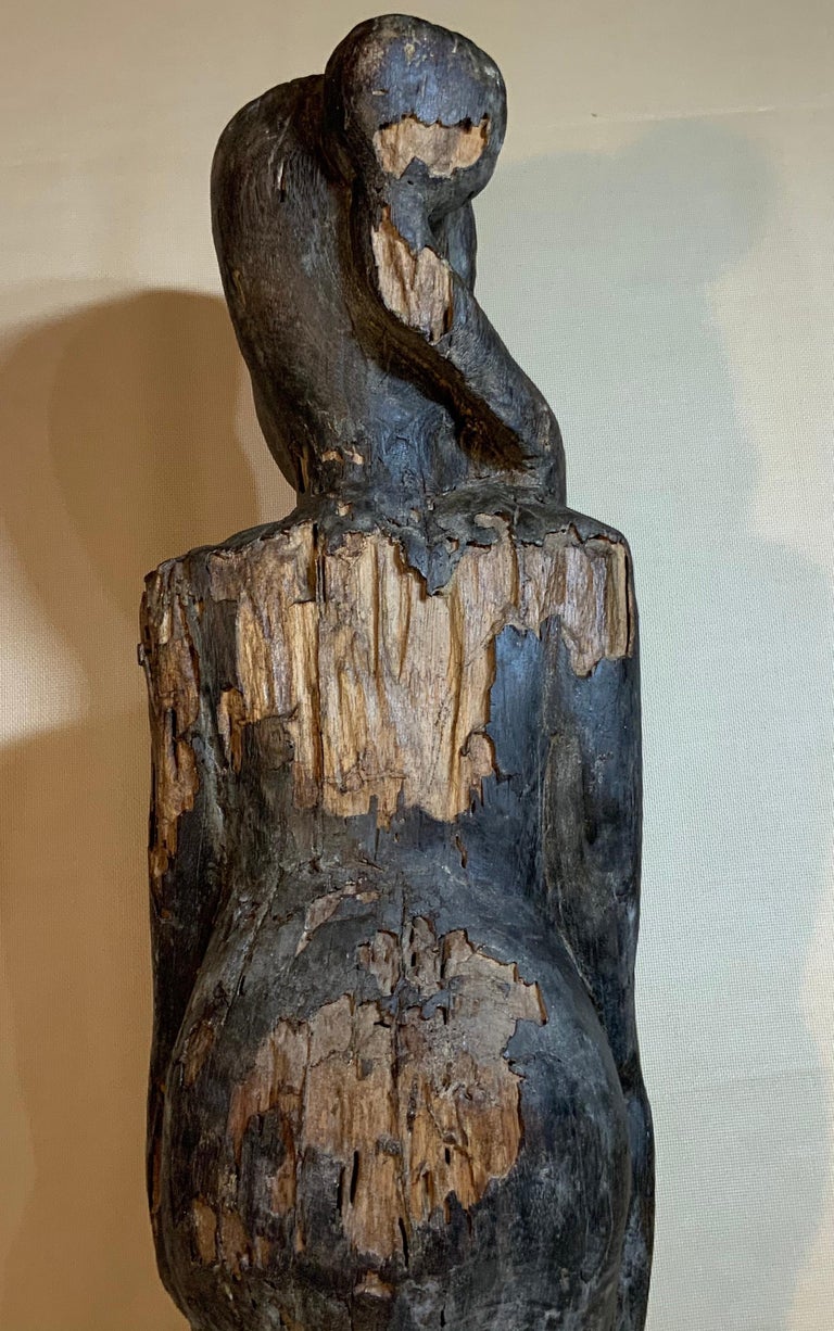 Large One of a Kind Oceanic Art Antique Hand Wood Carving For Sale at