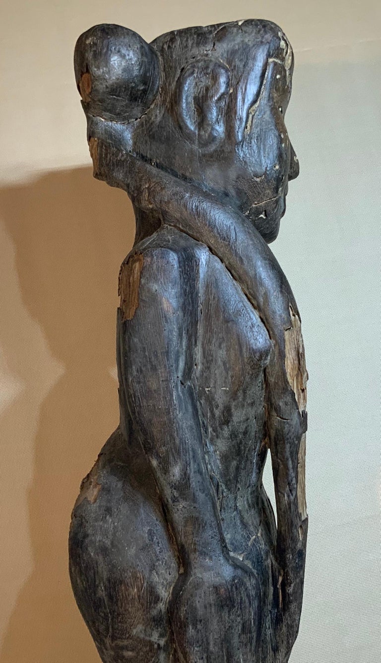 Large One of a Kind Oceanic Art Antique Hand Wood Carving For Sale at