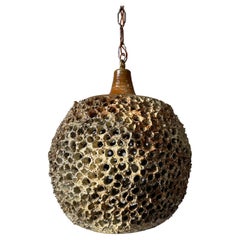 Large 1960s One-of-a-Kind Perforated Ceramic Danish Pendant
