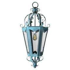 Large One Of A Kind Solid Copper & Brass Verdigris Patina Lantern -Meisner Style