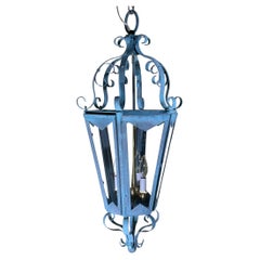 Large One Of A Kind Solid Copper & Brass Verdigris Patina Lantern -Meisner Style