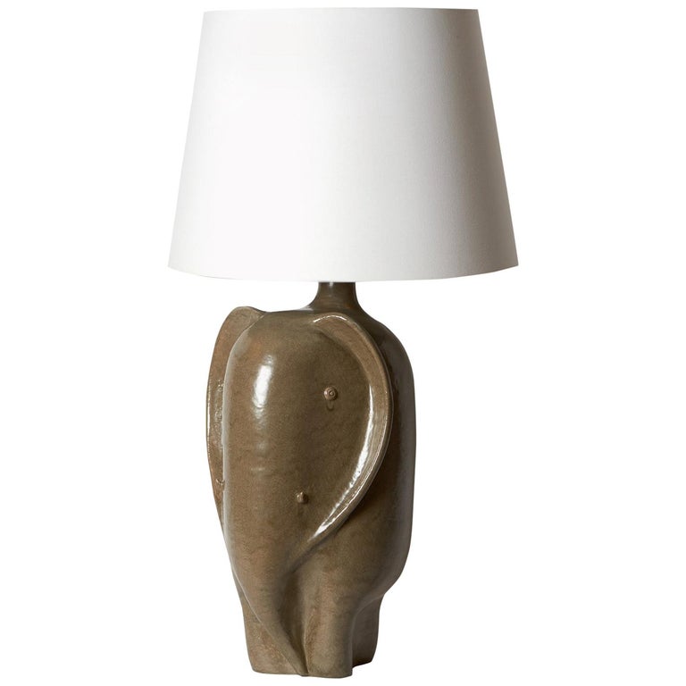 Large One of a Kind Zoomorphic Ceramic Base Lamp Elephant by Dalo For