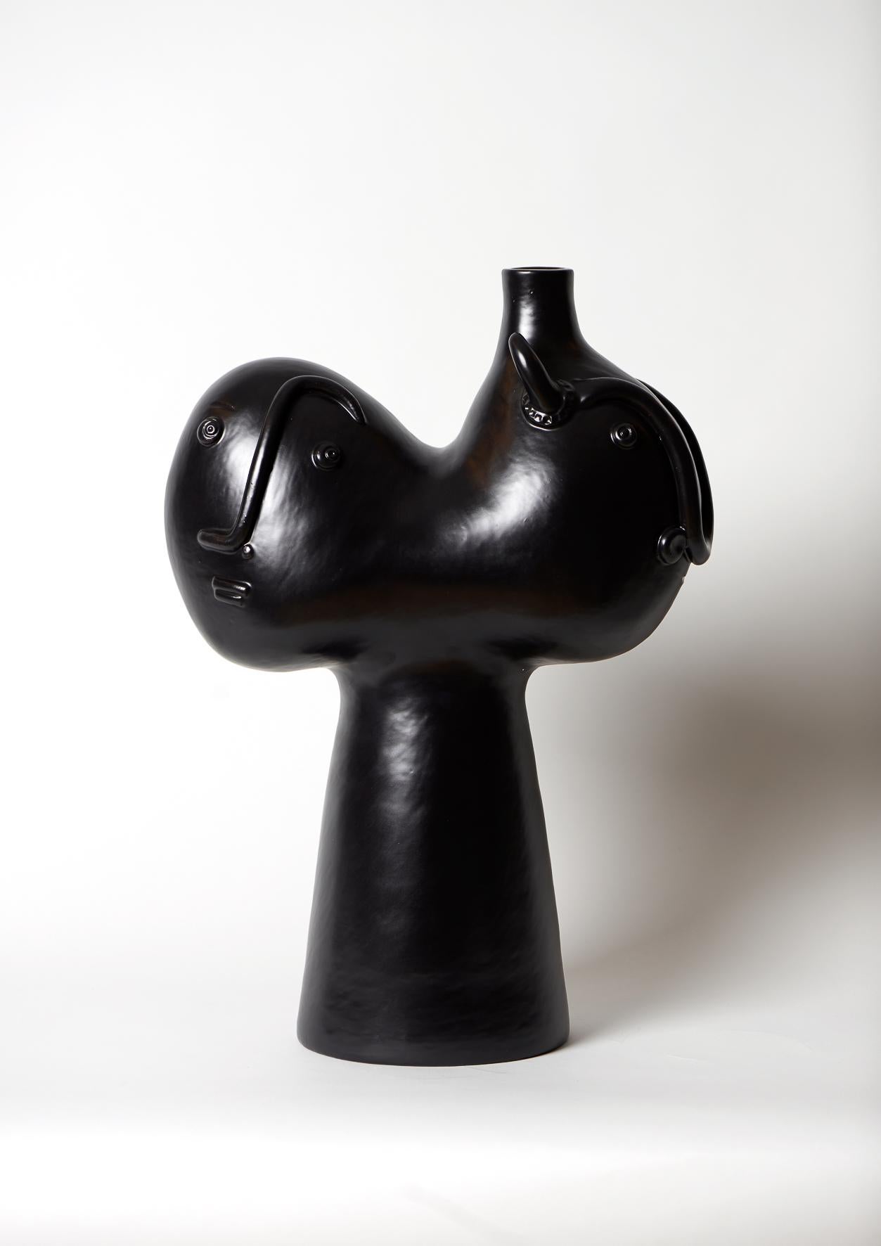 Large hand-sculpted ceramic lamp base, 