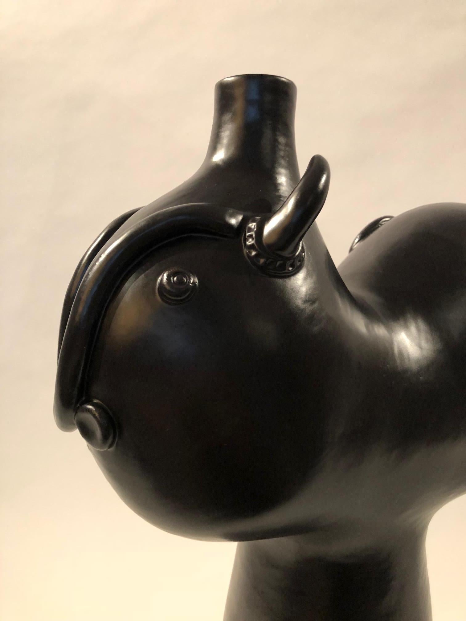 Large One of a Kind Zoomorphic Ceramic Base Lamp Signed by Dalo In Excellent Condition In Paris, FR