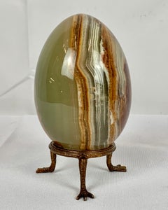 Natural Onyx Egg Form on Gilt Stand