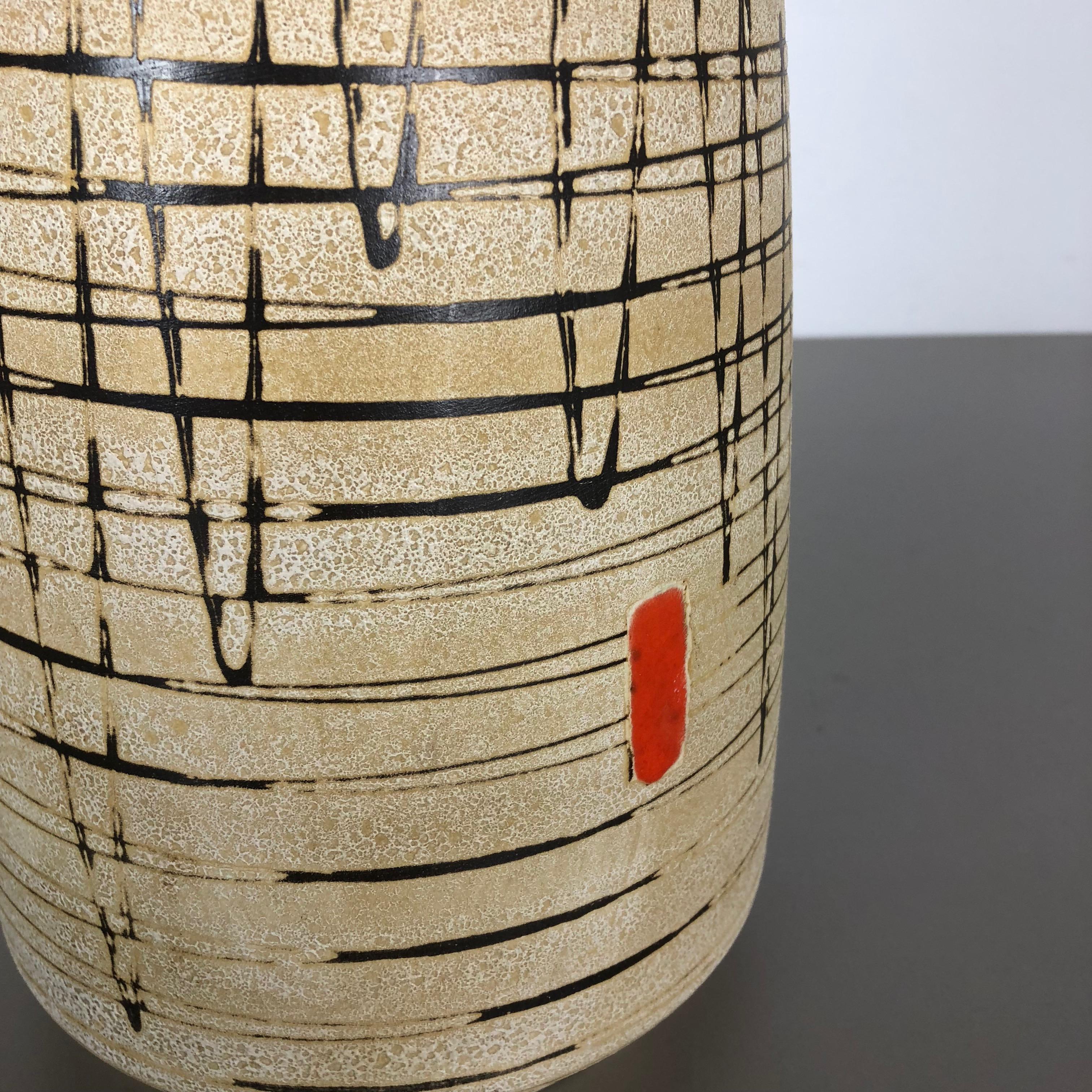 20th Century Large Op Art Abstract Pottery Floor Vase Made by Bay Ceramics, Germany, 1960s For Sale