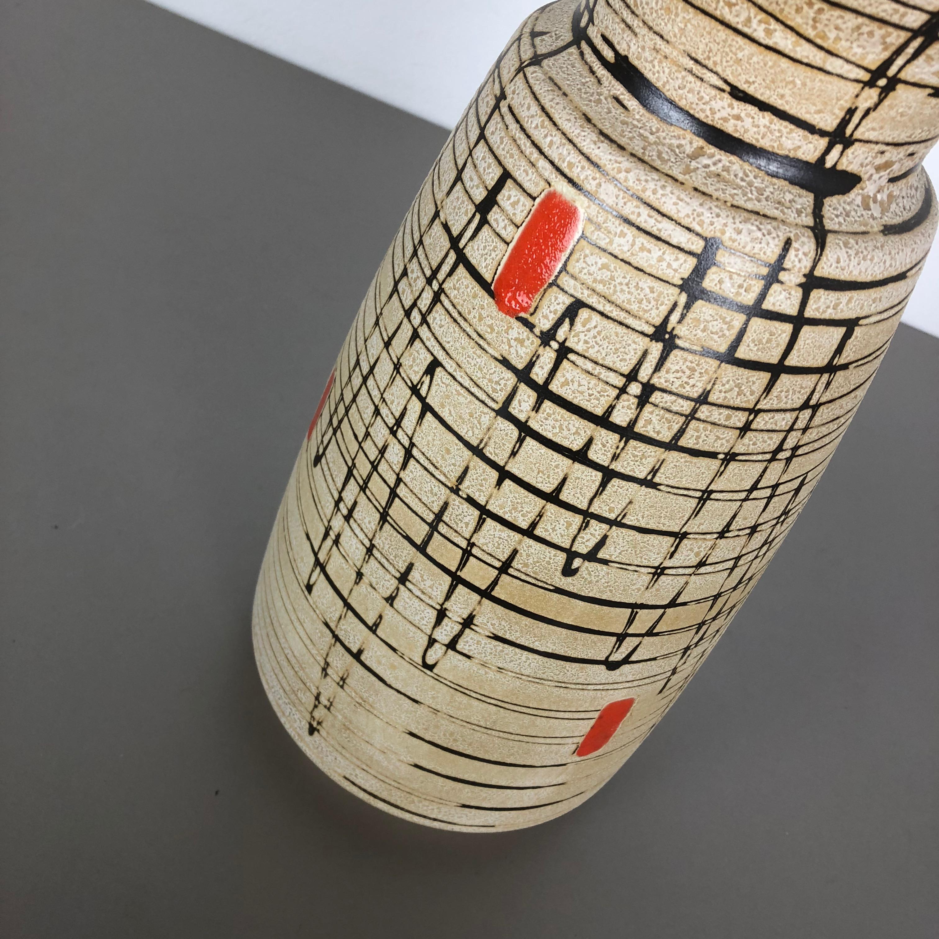 Large Op Art Abstract Pottery Floor Vase Made by Bay Ceramics, Germany, 1960s For Sale 1