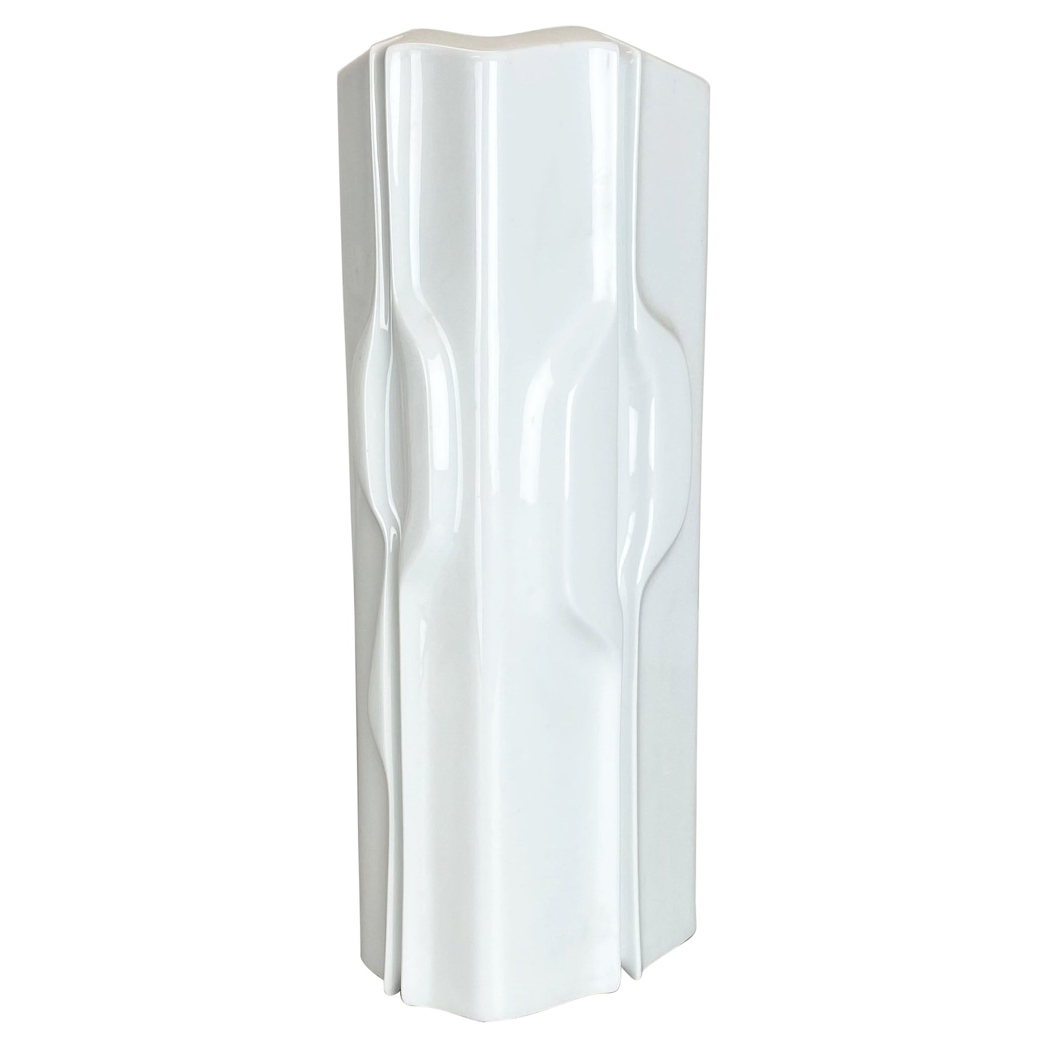 Large Op Art Vase Porcelain German Vase by Fürstenberg Ceramics, Germany, 1970s