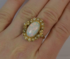 Large Opal and Pearl 18 Carat Gold Cluster Ring