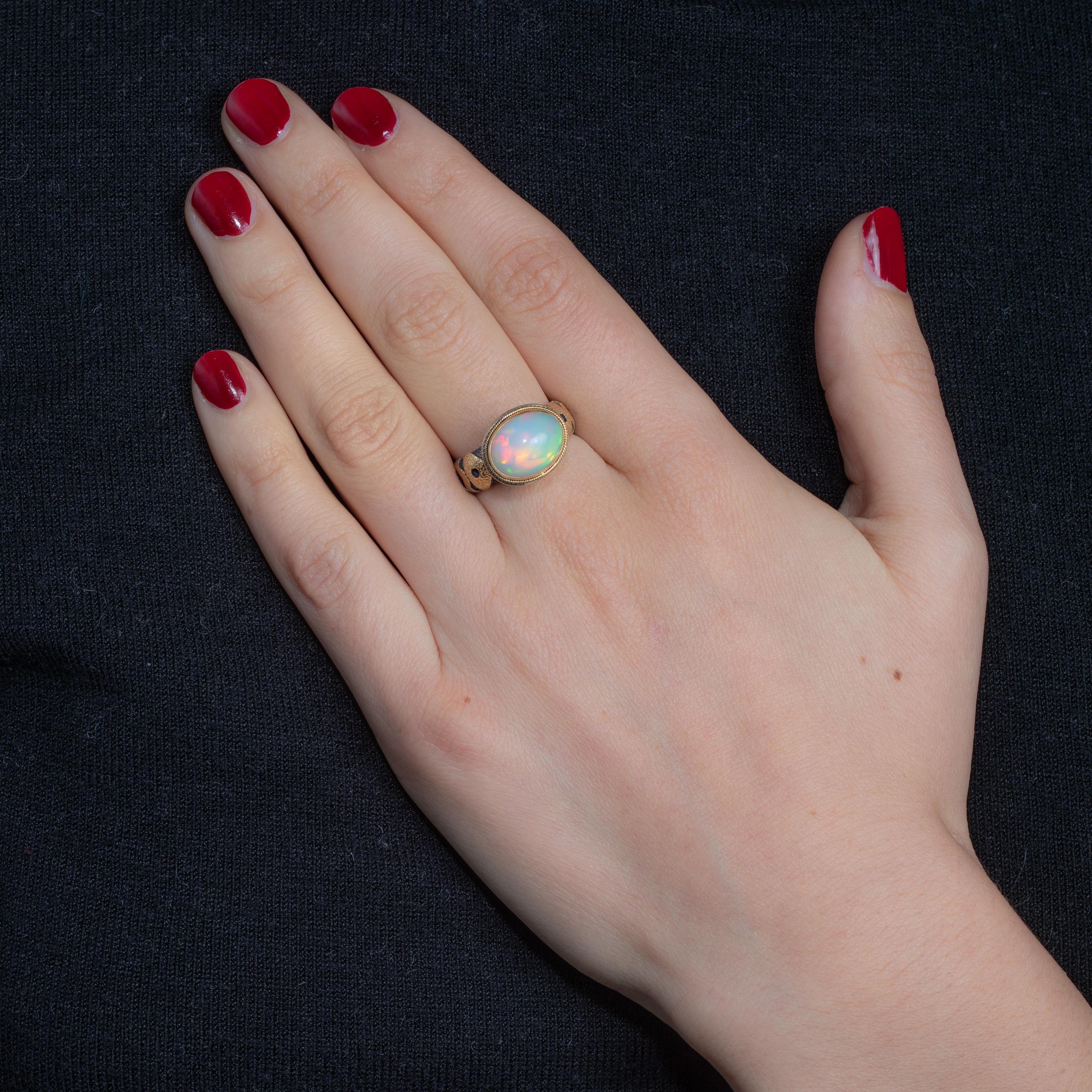 Oval Cut Large Opal and Diamond Dome Ring