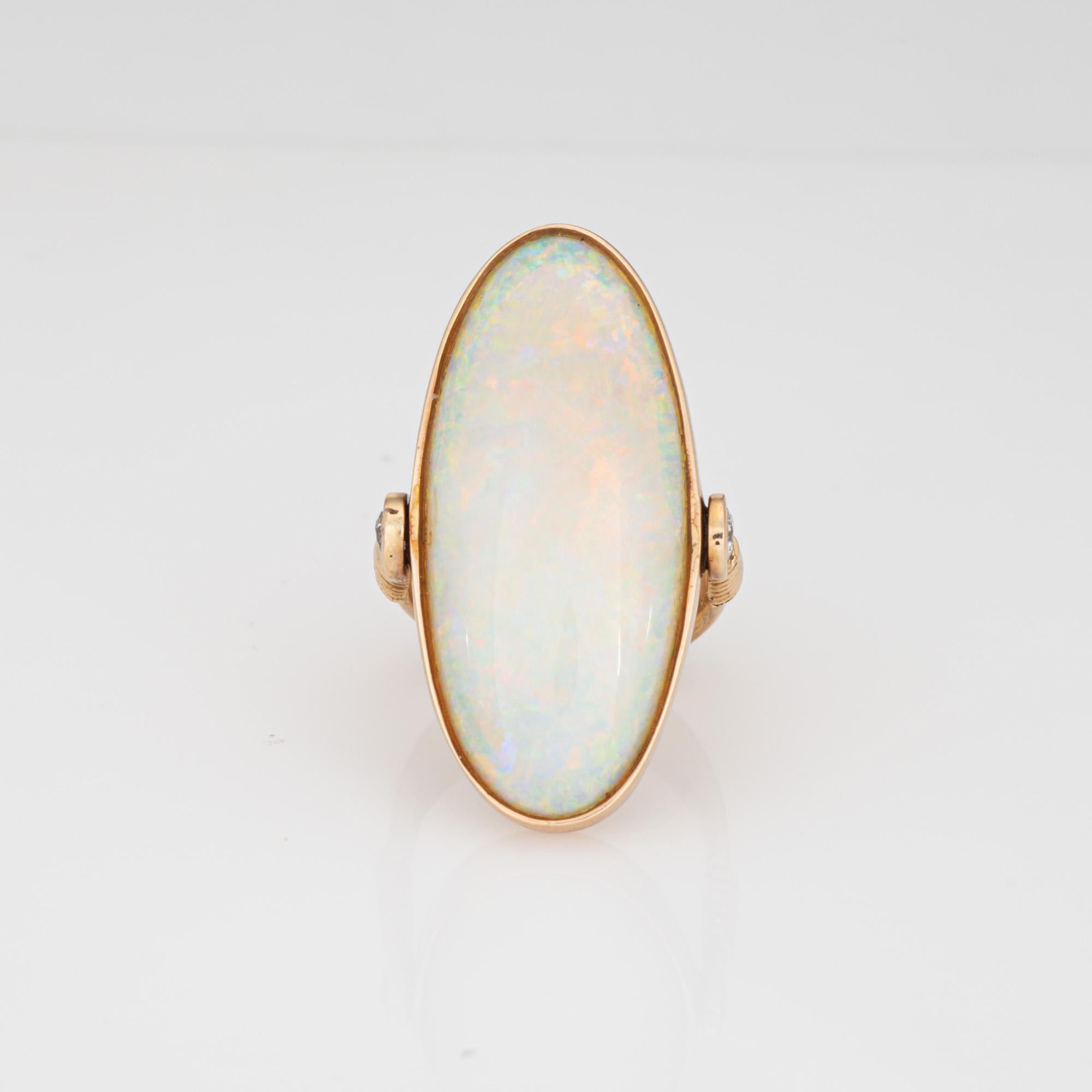 Large Opal Flip Ring Sz 6.5 Vintage 14k Yellow Gold Cocktail Estate Jewelry 2