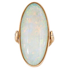 Large Opal Flip Ring Sz 6.5 Vintage 14k Yellow Gold Cocktail Estate Jewelry