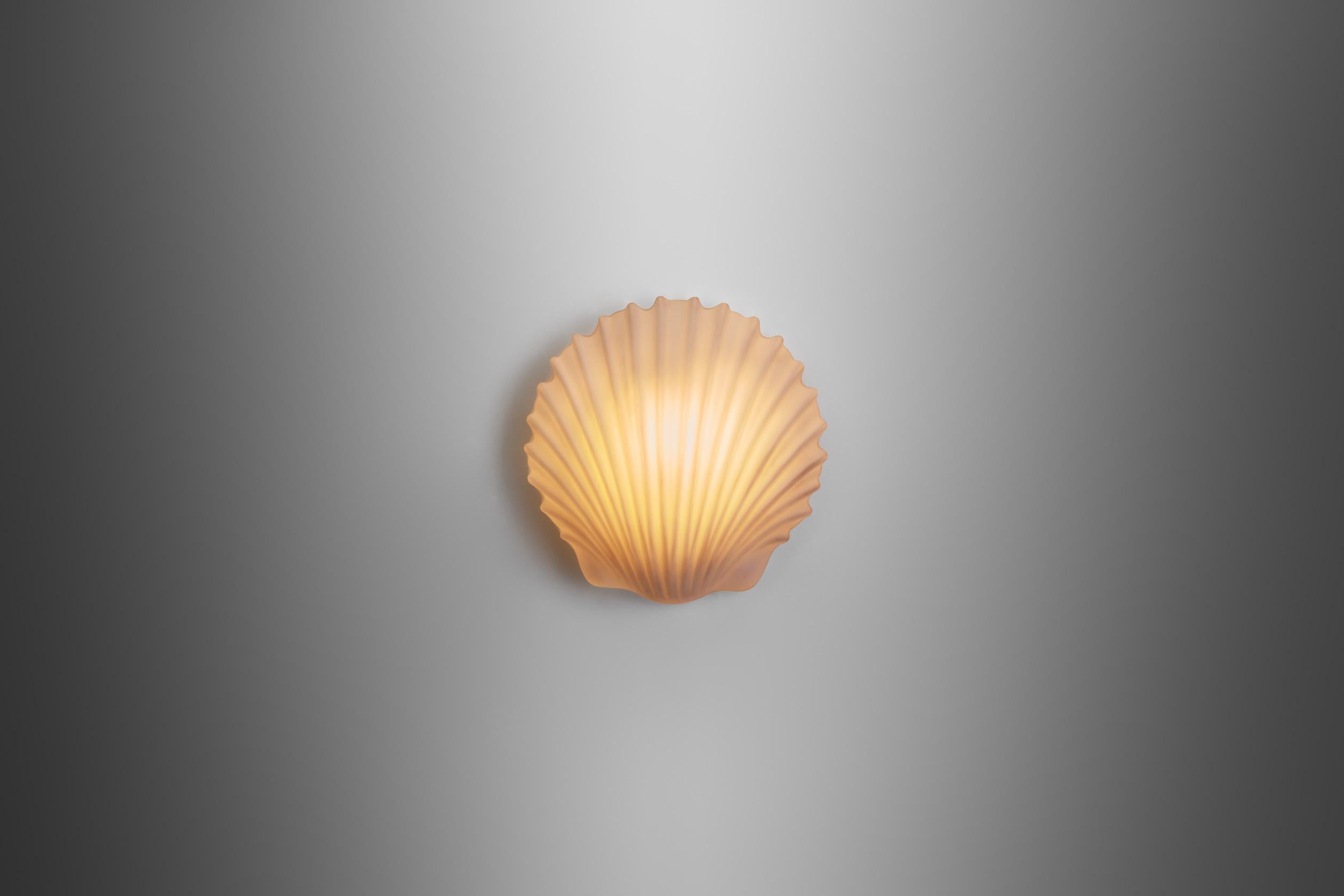 Large Opal Glass Seashell Wall Lamp by Glashütte Limburg, Germany 1970s For Sale 1