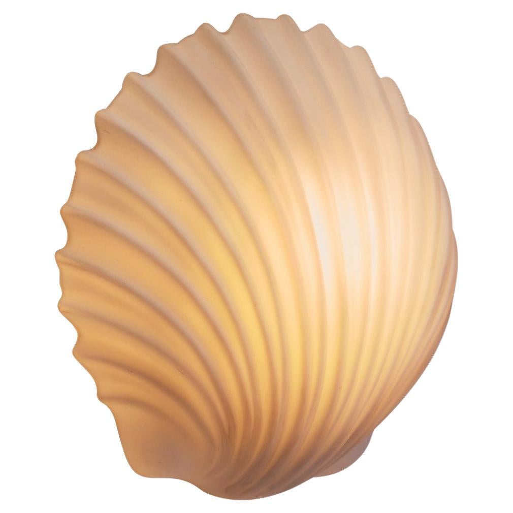 Large Opal Glass Seashell Wall Lamp by Glashütte Limburg, Germany 1970s For Sale