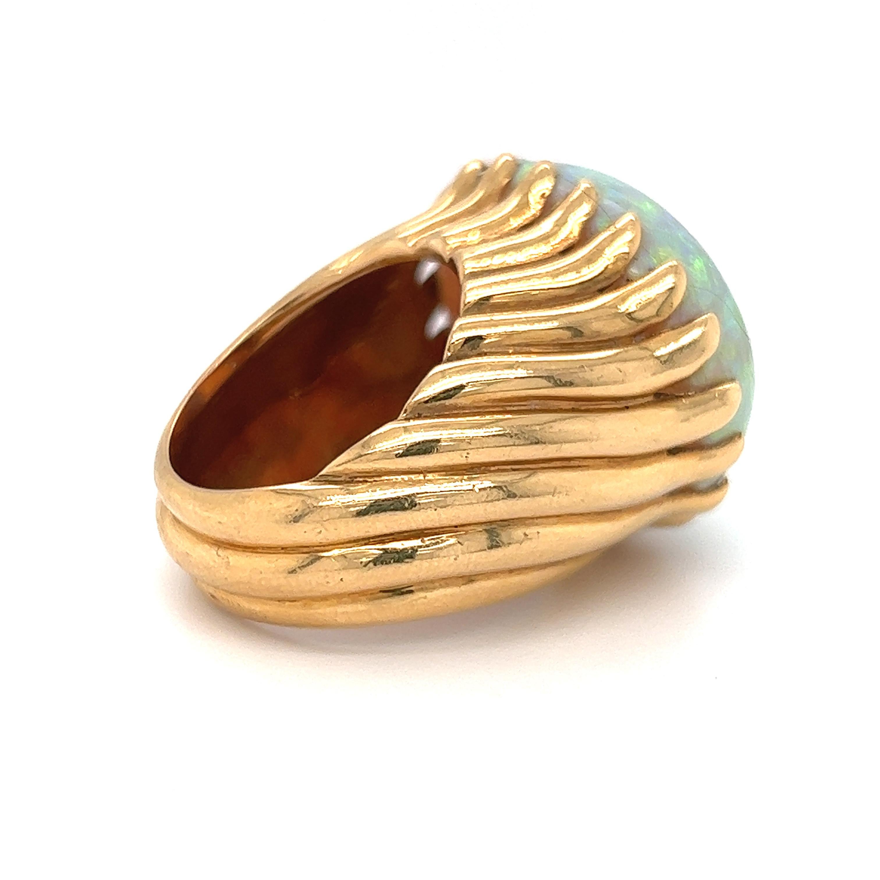 Oval Cut Large Opal Gold French Ring