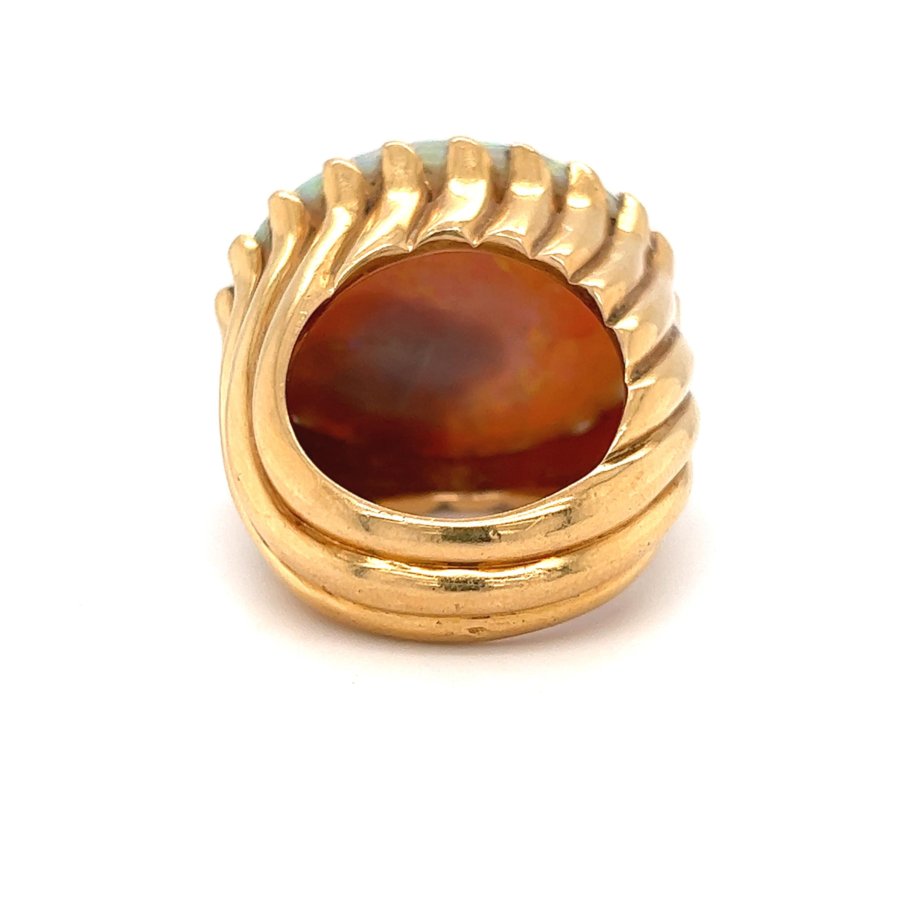 Large Opal Gold French Ring In Excellent Condition In Sonoma, CA