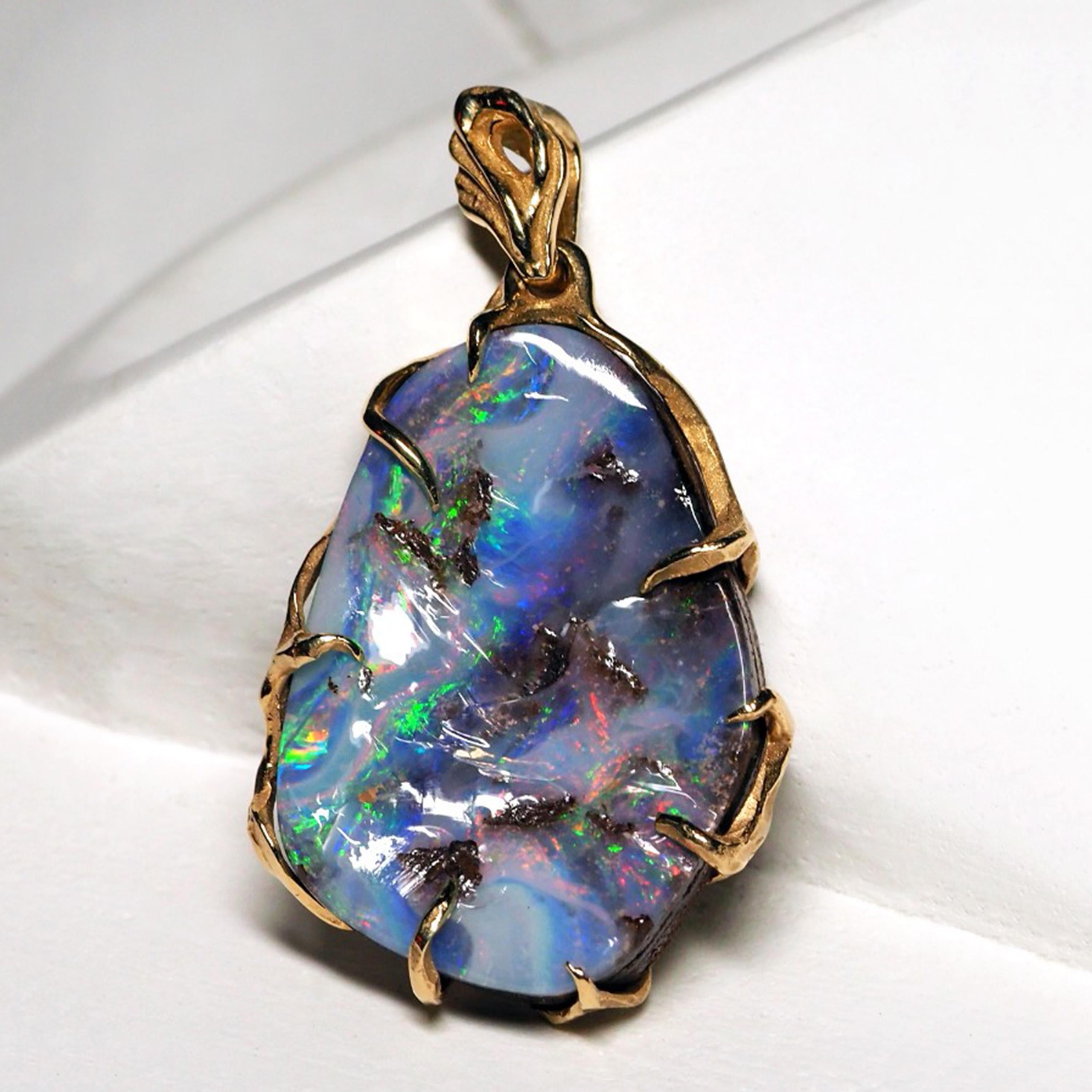 mens opal pendant gold