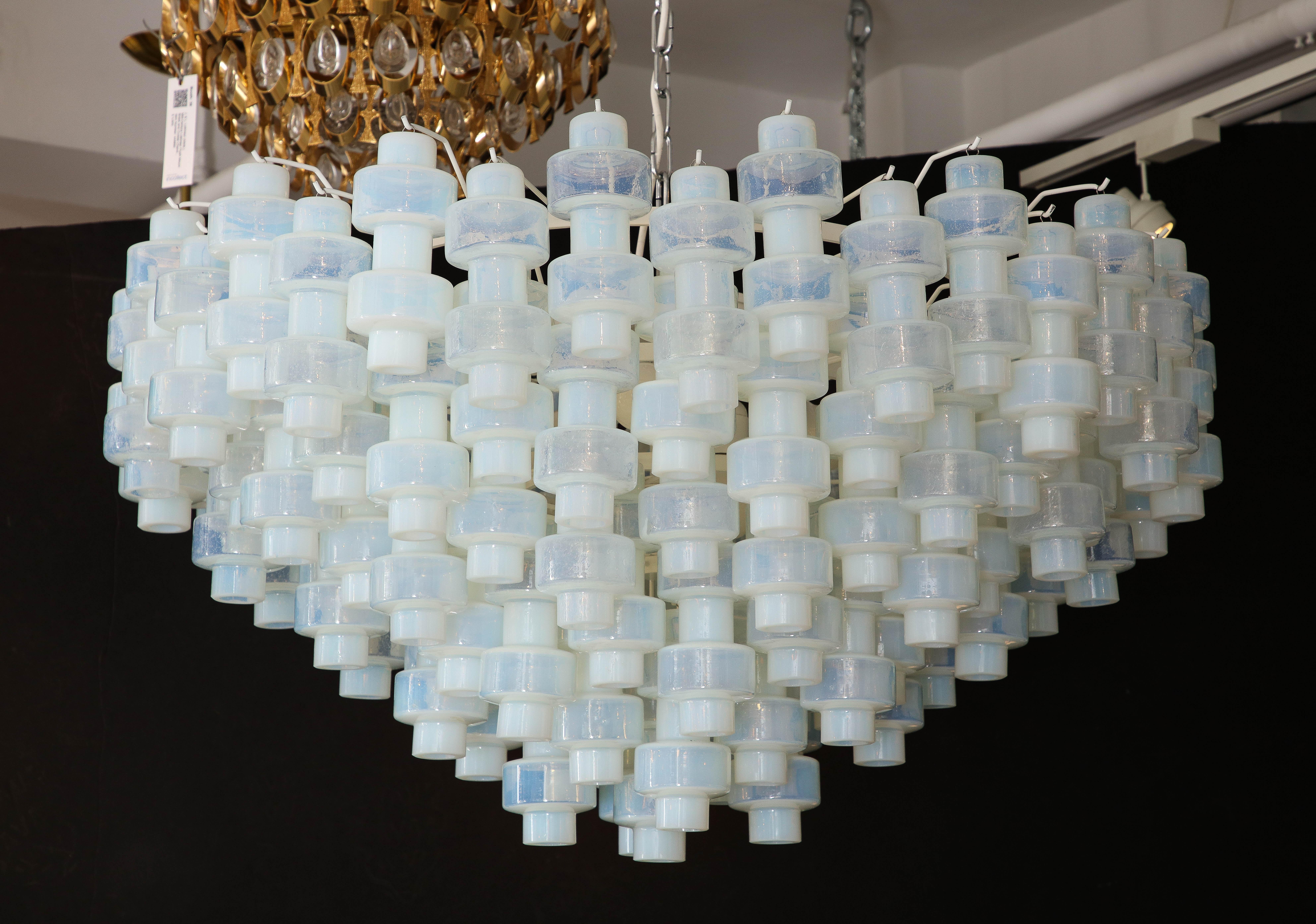 Modern Custom Large Opalescent Murano Glass Chandelier In New Condition In New York, NY
